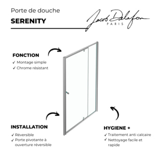 Porte de douche 120 cm Serenity porte pivotante installation niche