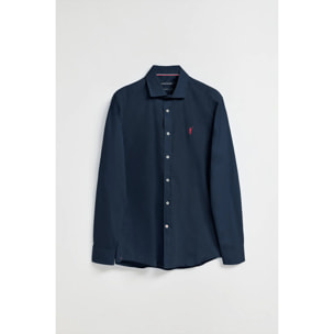 Camisa slim de popelín azul marino con logo bordado Rigby Go