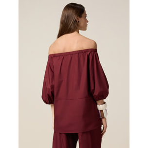 Oltre - Blusa off shoulders in cotone - Bordeaux