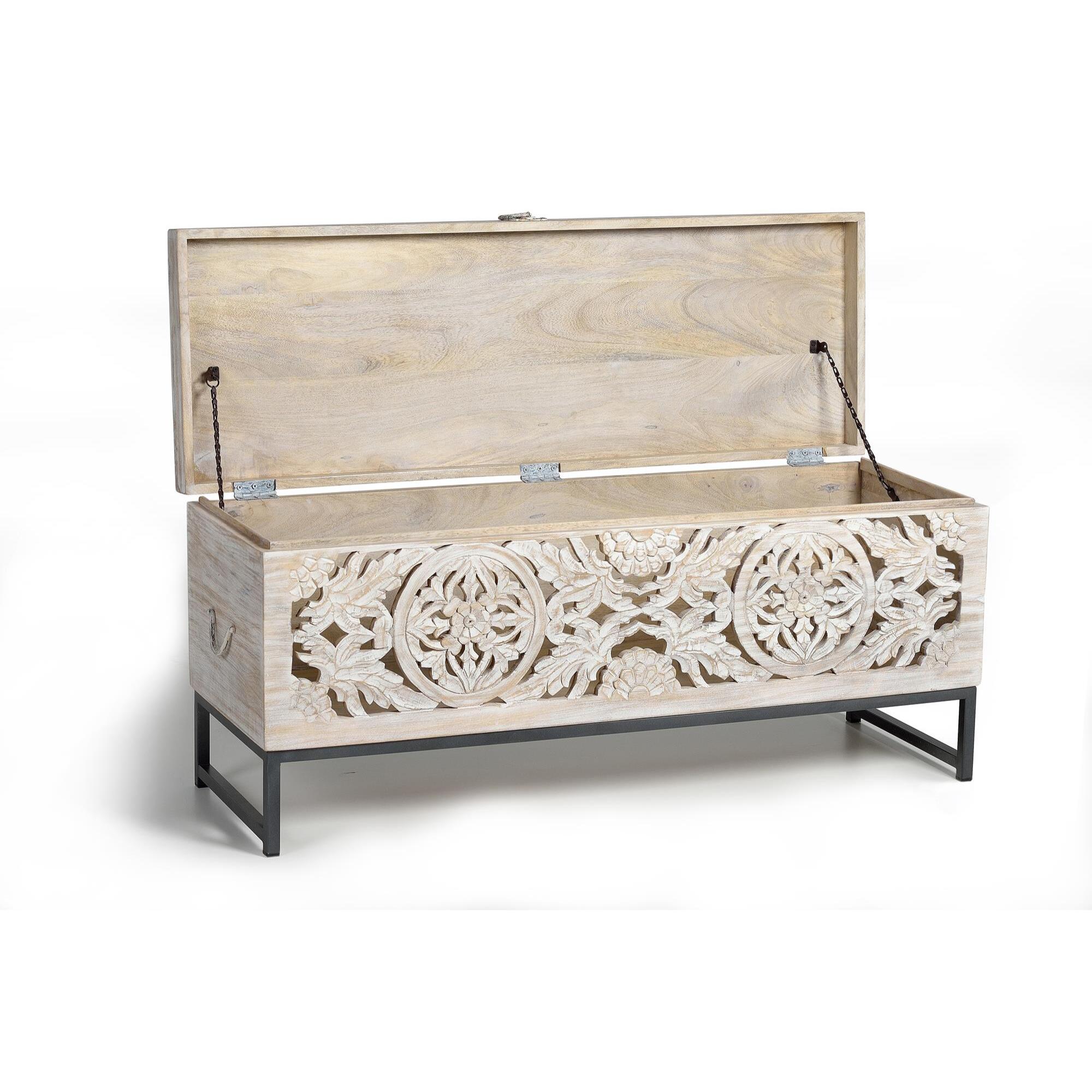 Baúl - madera de mango y metal - 50x116x40cm