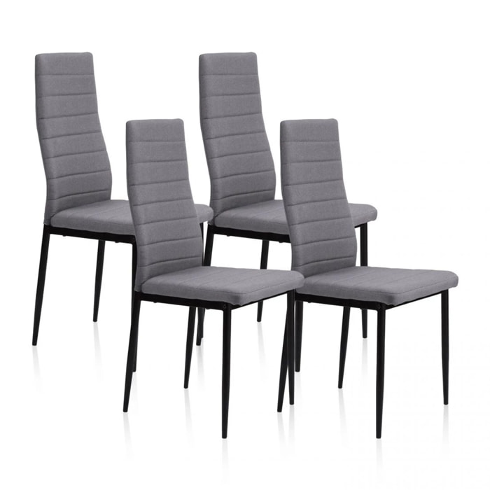 Pack 4 sillas de comedor Niza tejido Gris