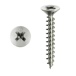 Vis MUSTAD Panelvit Tête cylindrique Pozidriv - Filetage total - Zingué Blanc - Ø4x18mm - Boite de 500 - PVACZP400180C8C