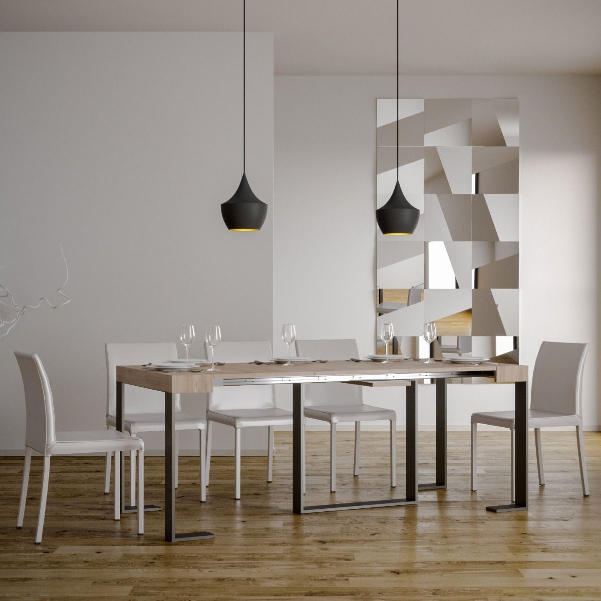 Consolle allungabile 90x40/300 cm Futura Quercia Natura telaio Antracite.