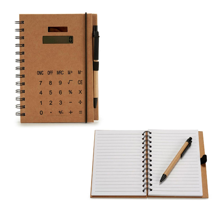 Cuaderno calculadora con bolígrafo 14 cm.