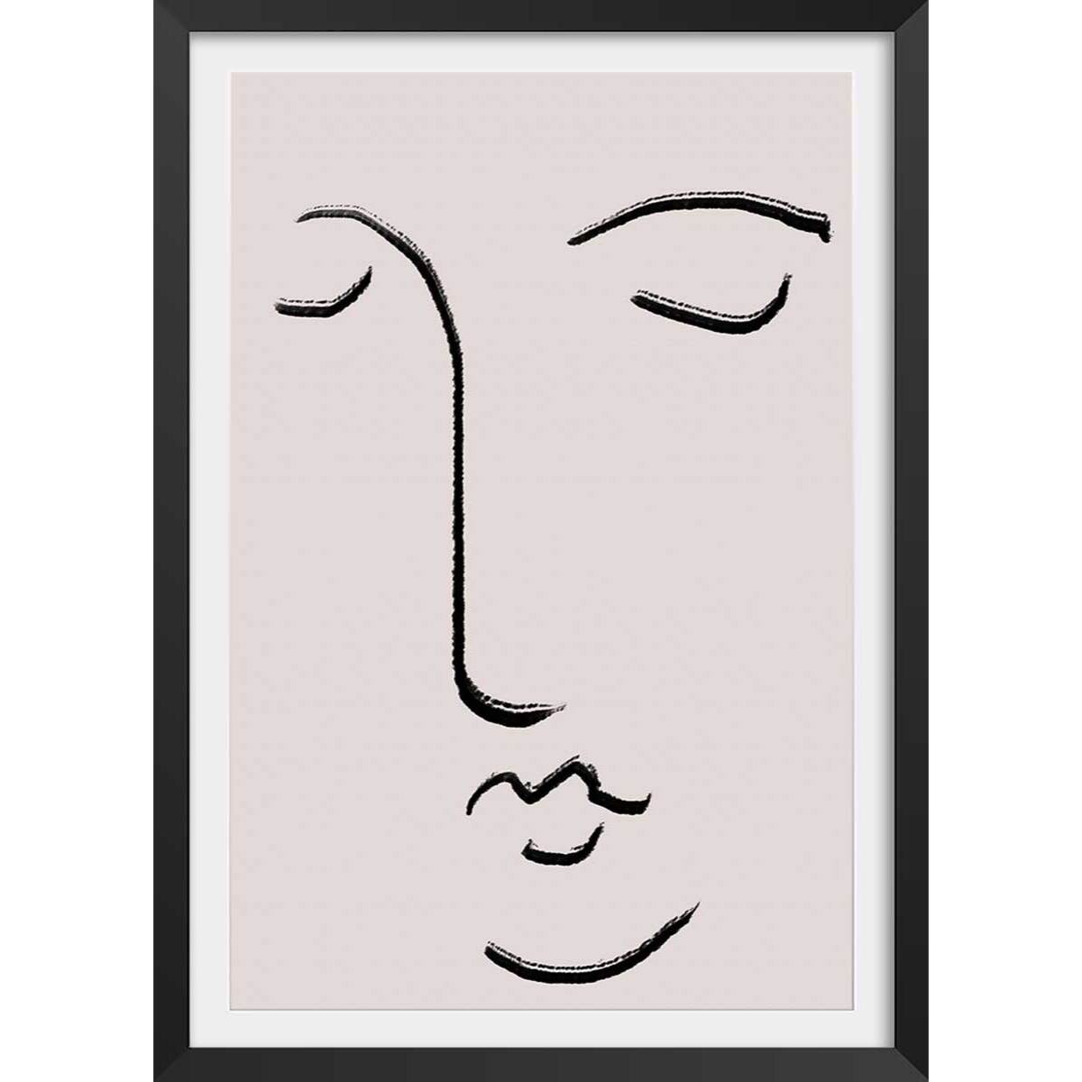 Affiche Simple Ligne No1 Affiche + cadre en bois - Noir