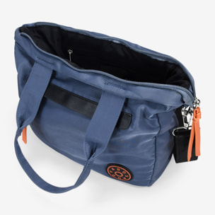 Bolso deportivo azul con cremallera