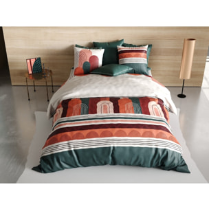 Parure housse de couette coton rouge