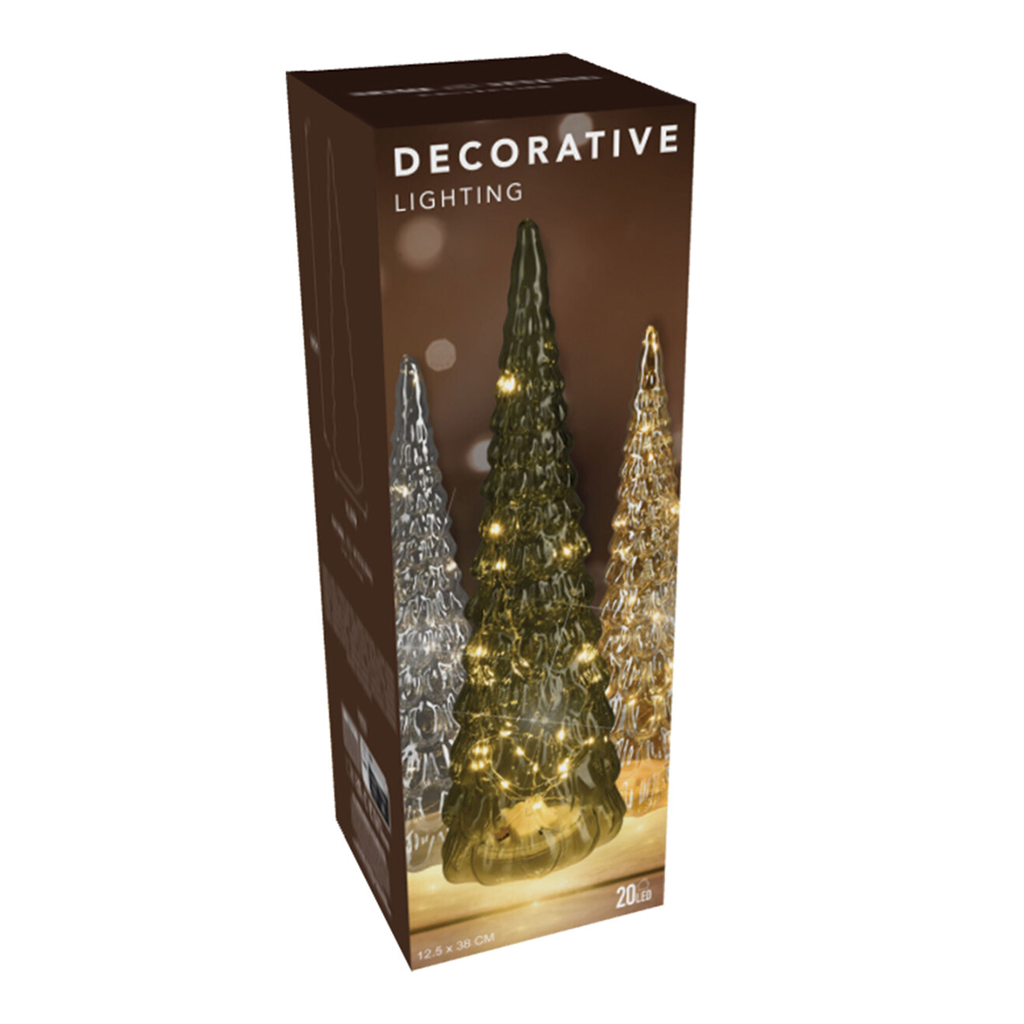 Árbol de navidad con decoración led verde y cable metálico - altura 38 cm