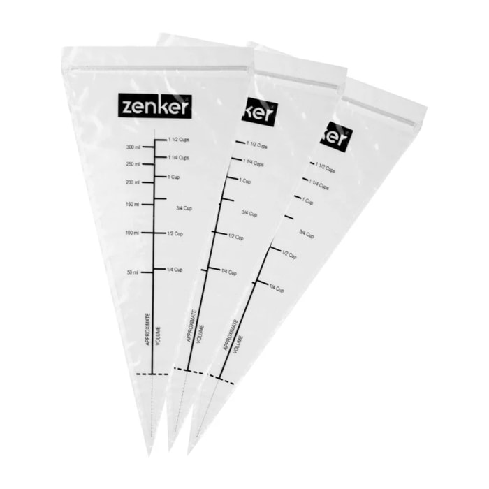 Lot de 10 poches à douille graduées avec zip 30 cm Zenker Smart Pastry