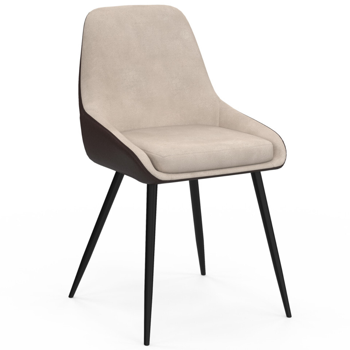 Chaises Ornella bi-matière taupe et marron pieds métal noirs - lot de 6