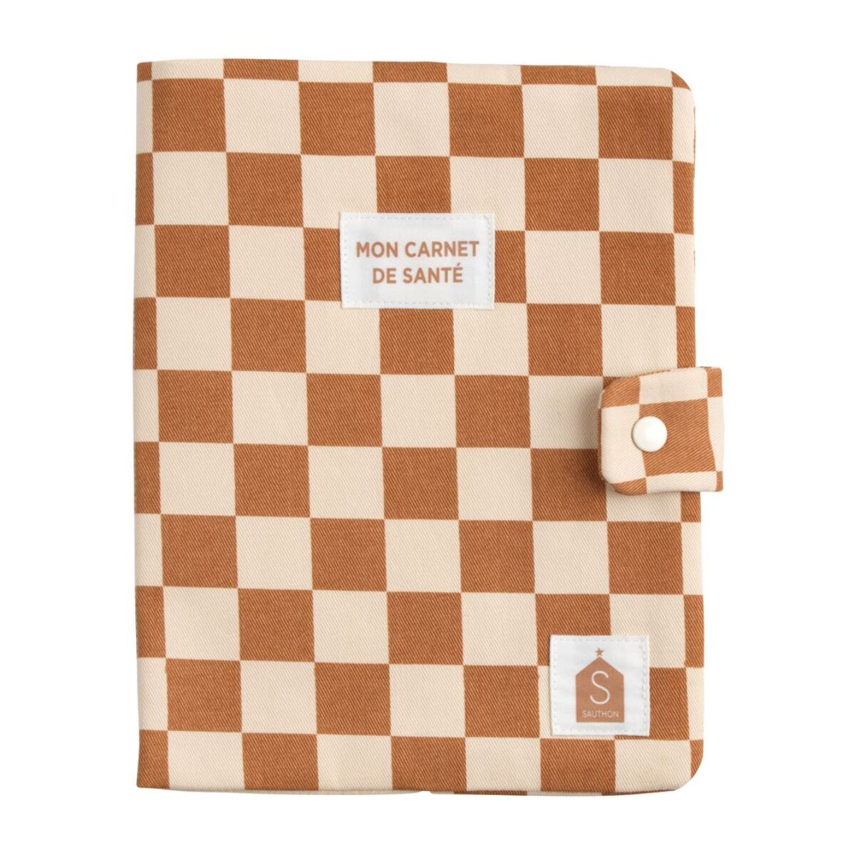 Protège carnet de santé damier en coton