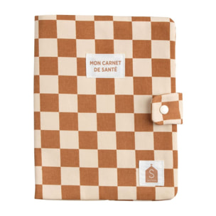 Protège carnet de santé damier en coton