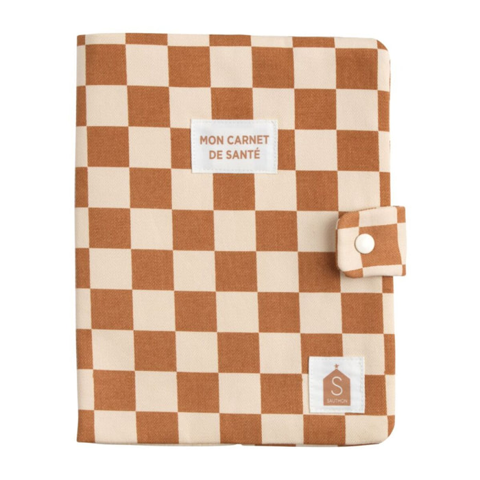 Protège carnet de santé damier en coton