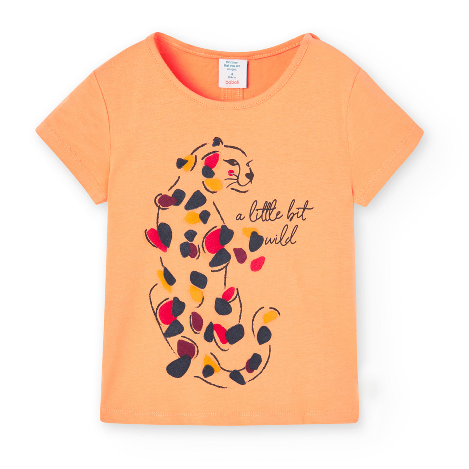 Camiseta niÃ±a estampada, mangas cortas, naranja