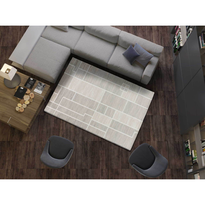 HL-ORIGIN Alfombra geomÃ©trica de pelo corto en color crema, varias medidas disponibles