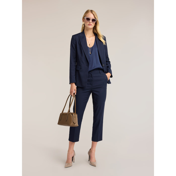 Motivi - Pantaloni regular in cady - Blu