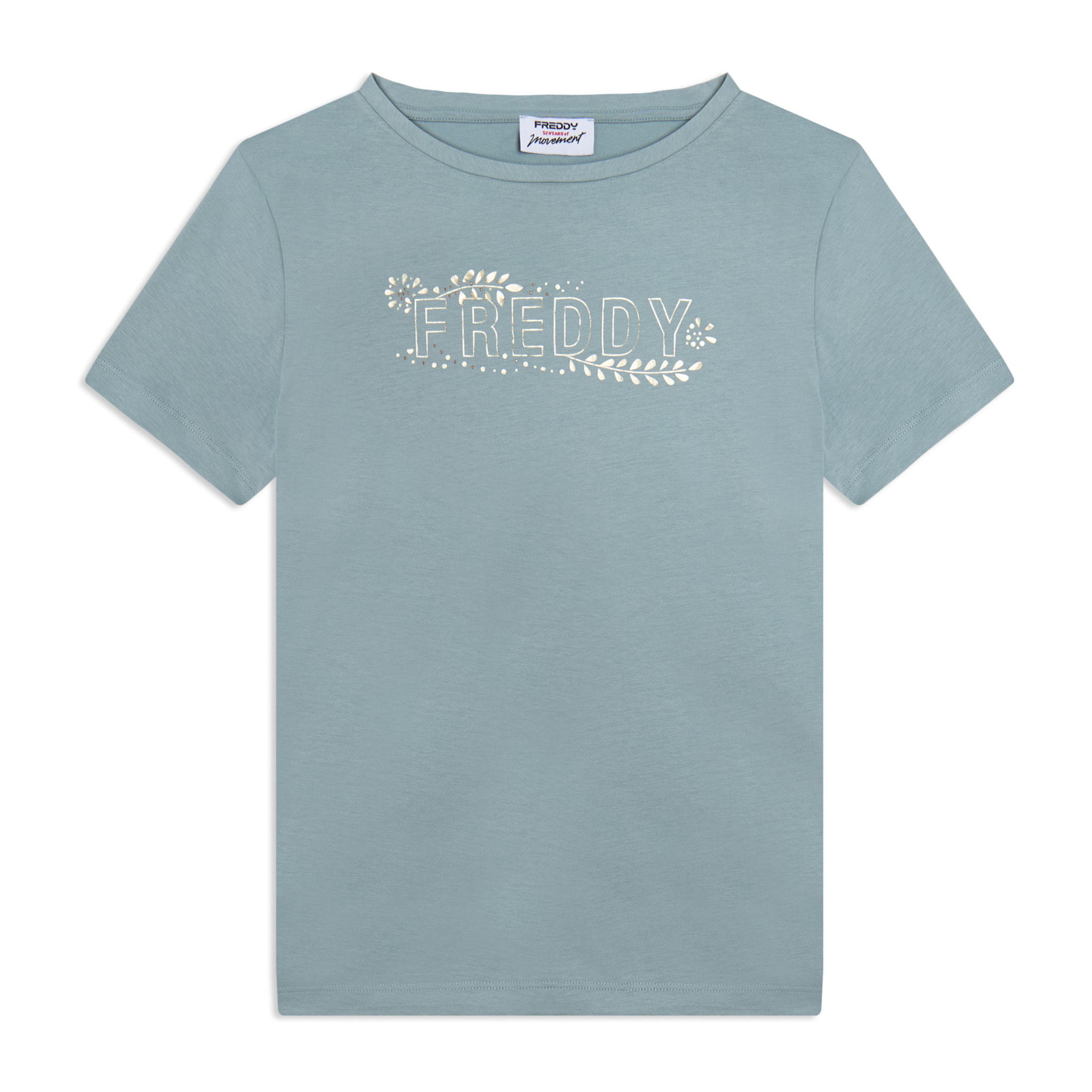 T-shirt Manica Corta con Decori Floreali e Borchie