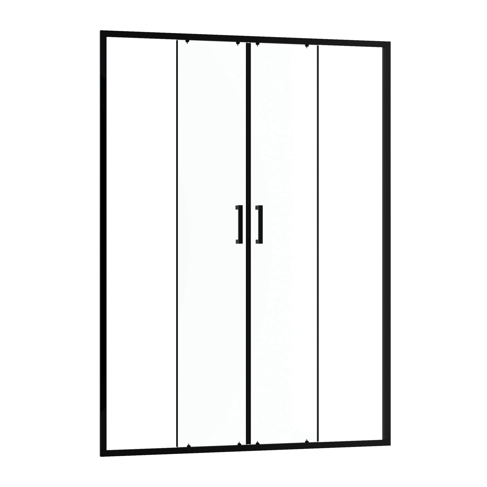 Porte de douche Double Coulissant 140x200 cm - Verre transparent - Profilé Noir - CRUSH