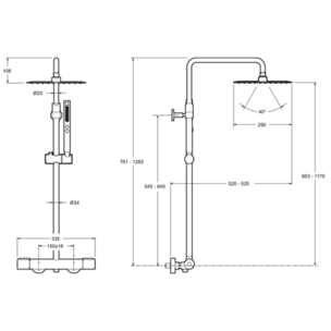 Colonne de douche thermostatique Métro
