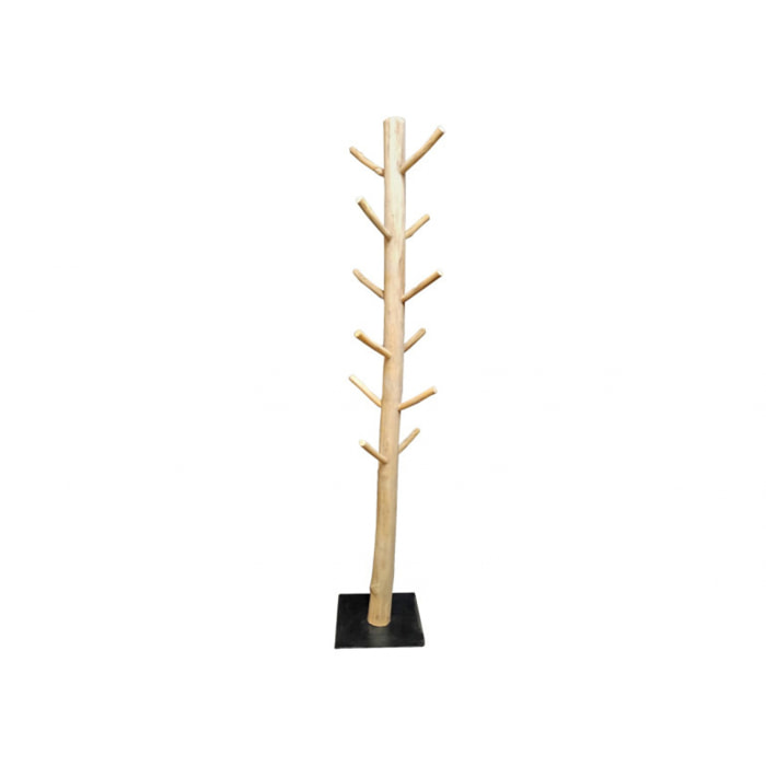 Porte-manteaux en bois brut sur socle en métal H.185cm - HANGER