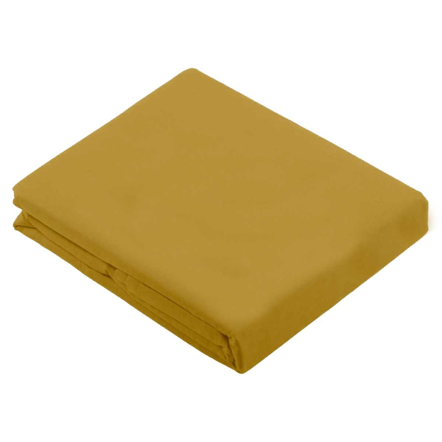 Drap Plat Uni en 100 % Coton - Jaune moutarde