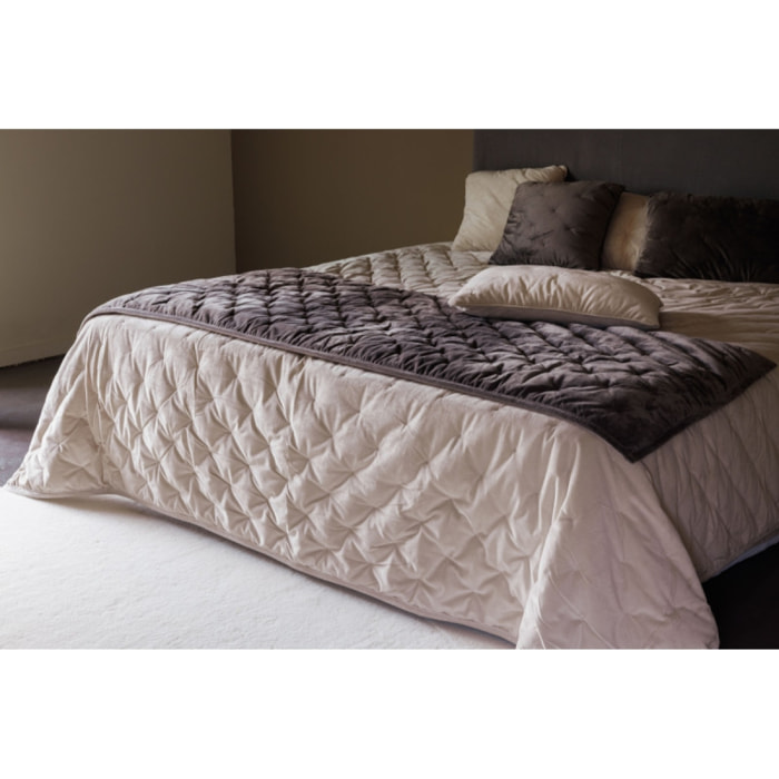 Couvre lit velours matelassé surpiqué "Gipsy" toutes dimensions Vent du sud - Gipsy Pourpre