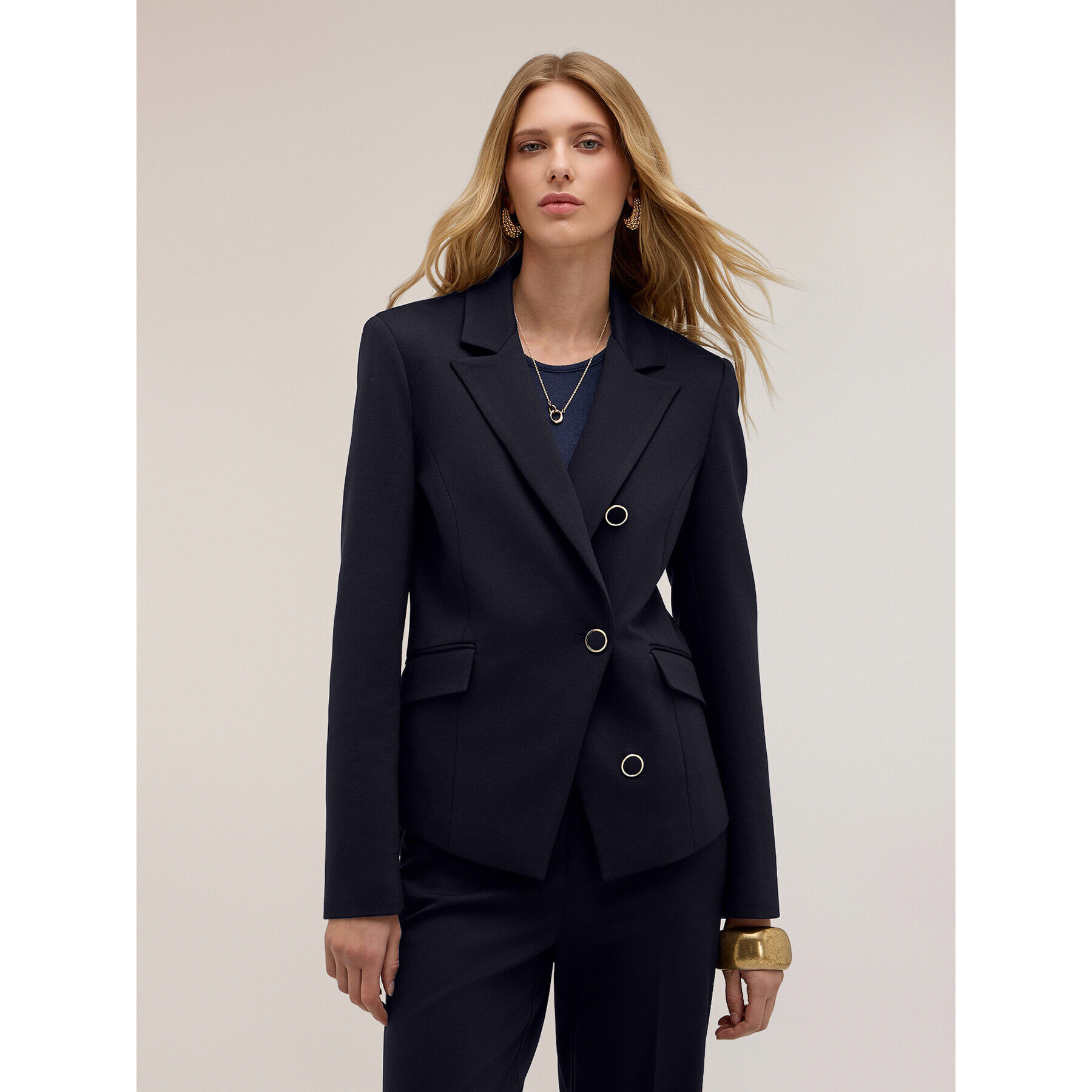 Motivi - Blazer doppiopetto in punto milano - Blu