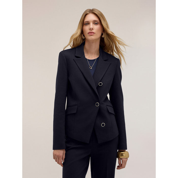 Motivi - Blazer doppiopetto in punto milano - Blu