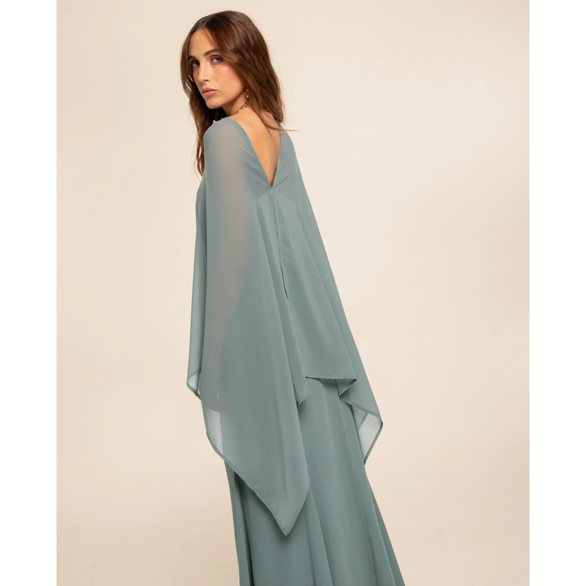 Vestido largo corte imperio con godets