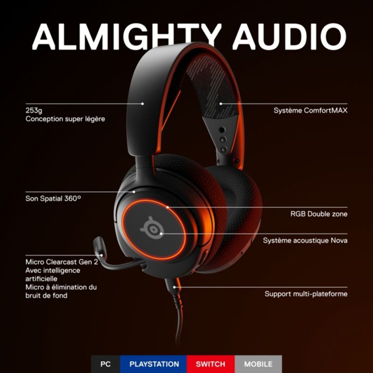 Casque gamer STEELSERIES Arctis Nova 3