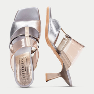 Sandalia Destalonada Danielle Plata oro 6 cm