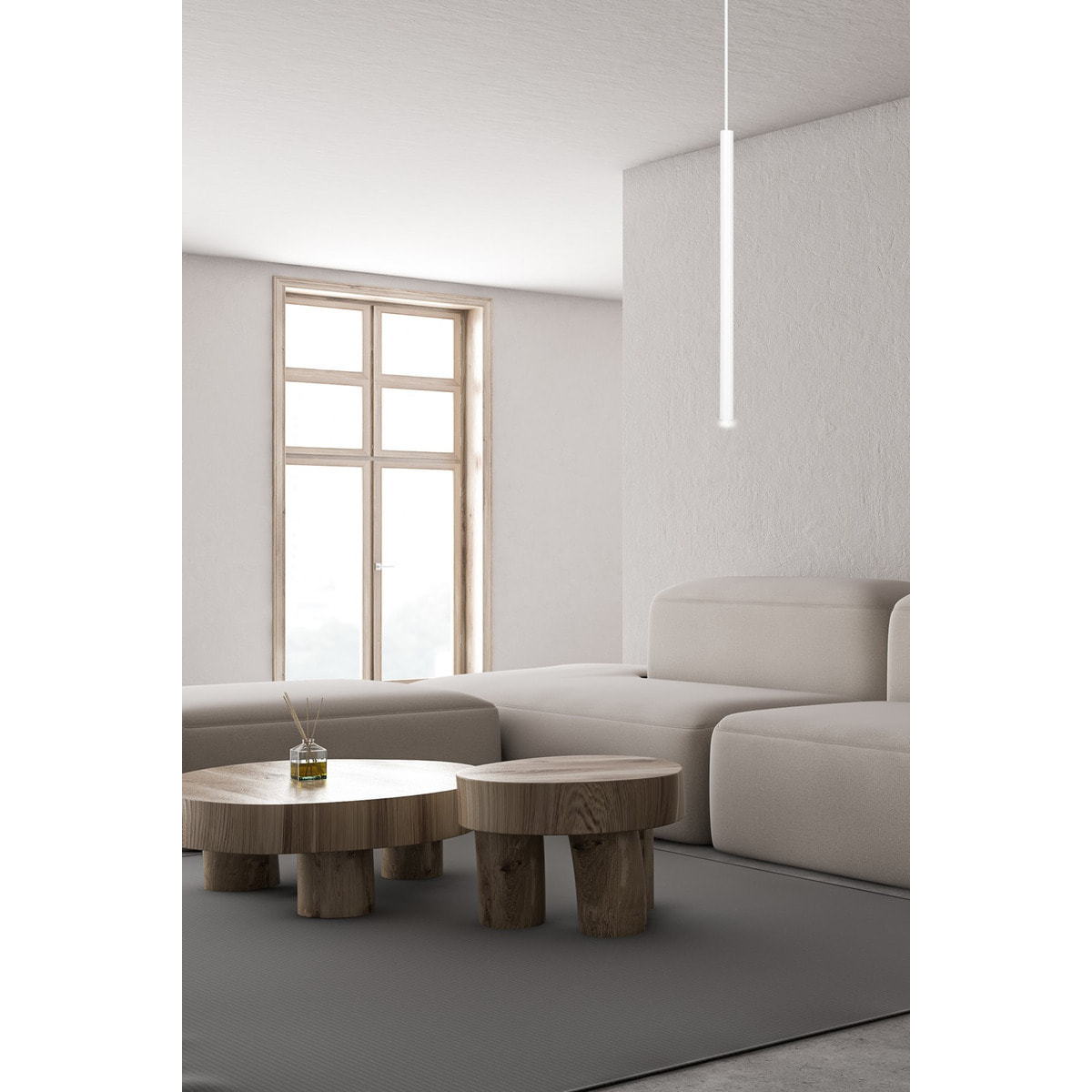 Lampada a sospensione Selter in acciaio bianco opaco