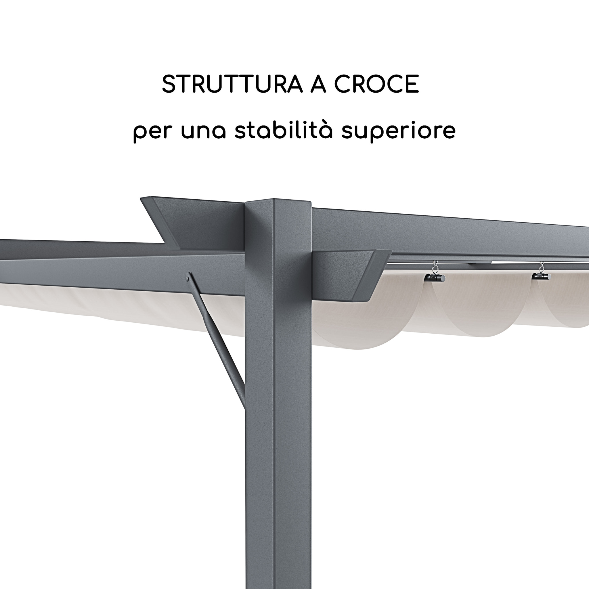 Gazebo Pergola 3x4 M Pergolato Telo Impermeabile Retrattile Struttura In Acciaio Giardino Terrazzo Piscina Esterno Fiere Campeggio Design Beige