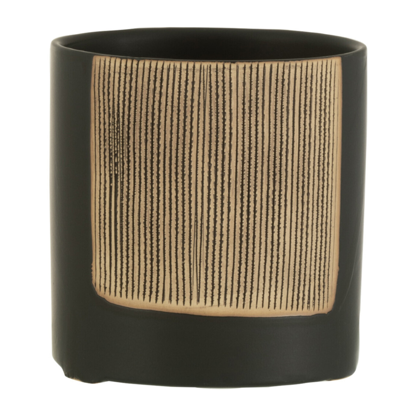 J-Line cache-pot Maria Rond - céramique - noir - 2 pièces - Ø 12 cm
