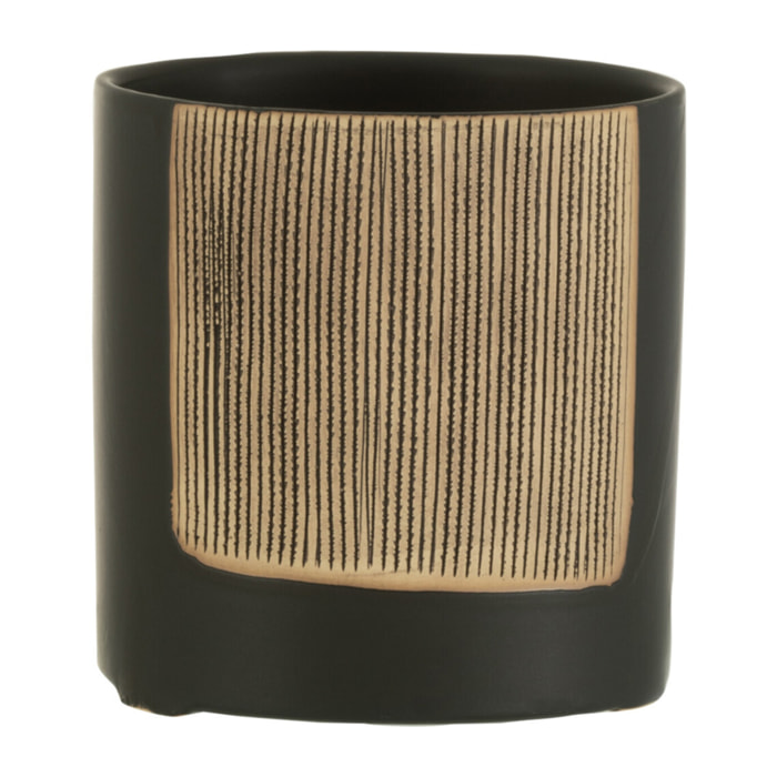 J-Line cache-pot Maria Rond - céramique - noir - 2 pièces - Ø 12 cm