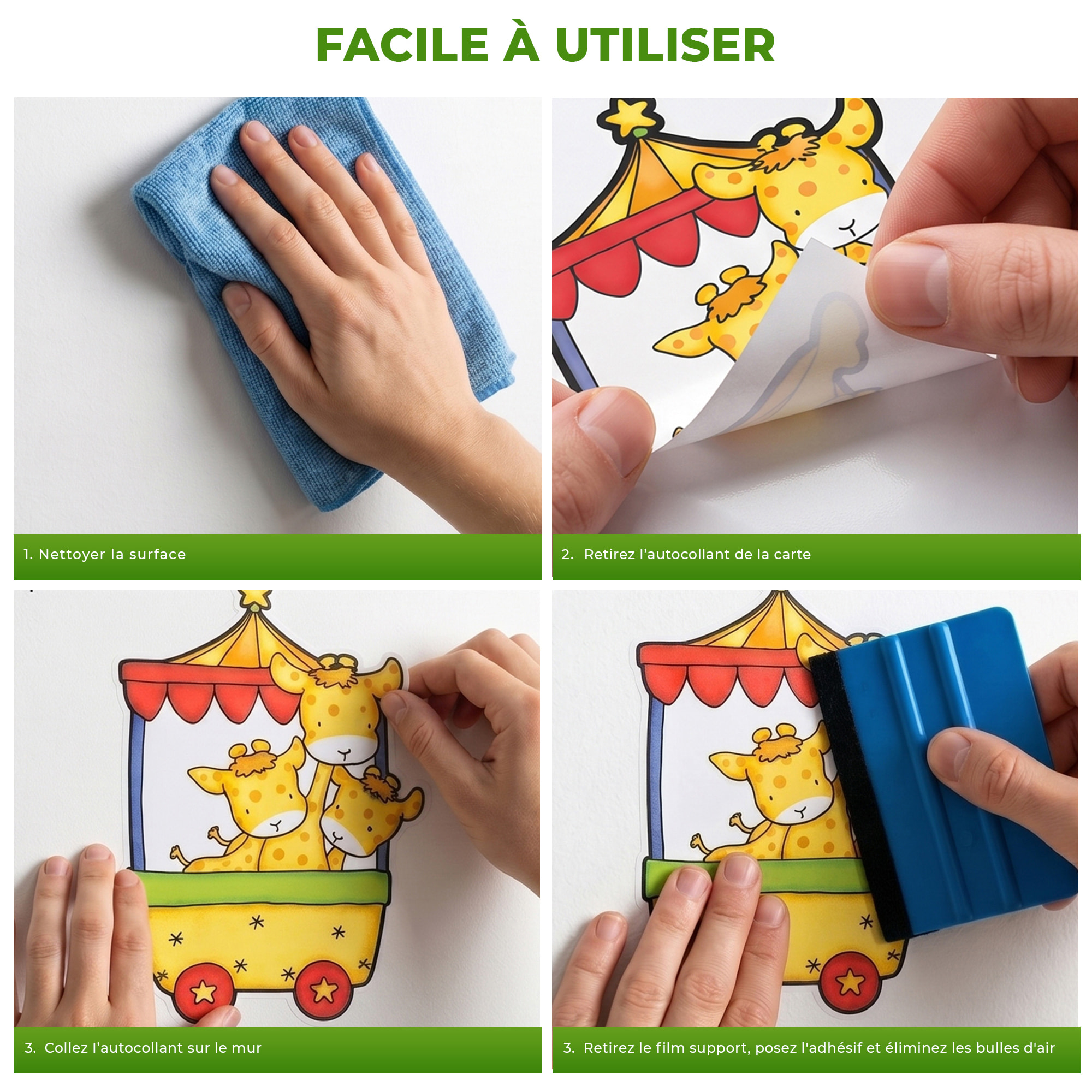 Stickers Muraux décoration adhésifs trains animaux cirque