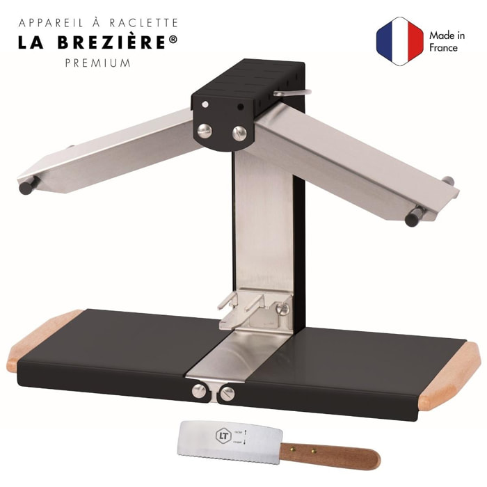 Appareil à raclette - Brézière® PREMIUM - Noir - Poignées bois - Couteau inclus