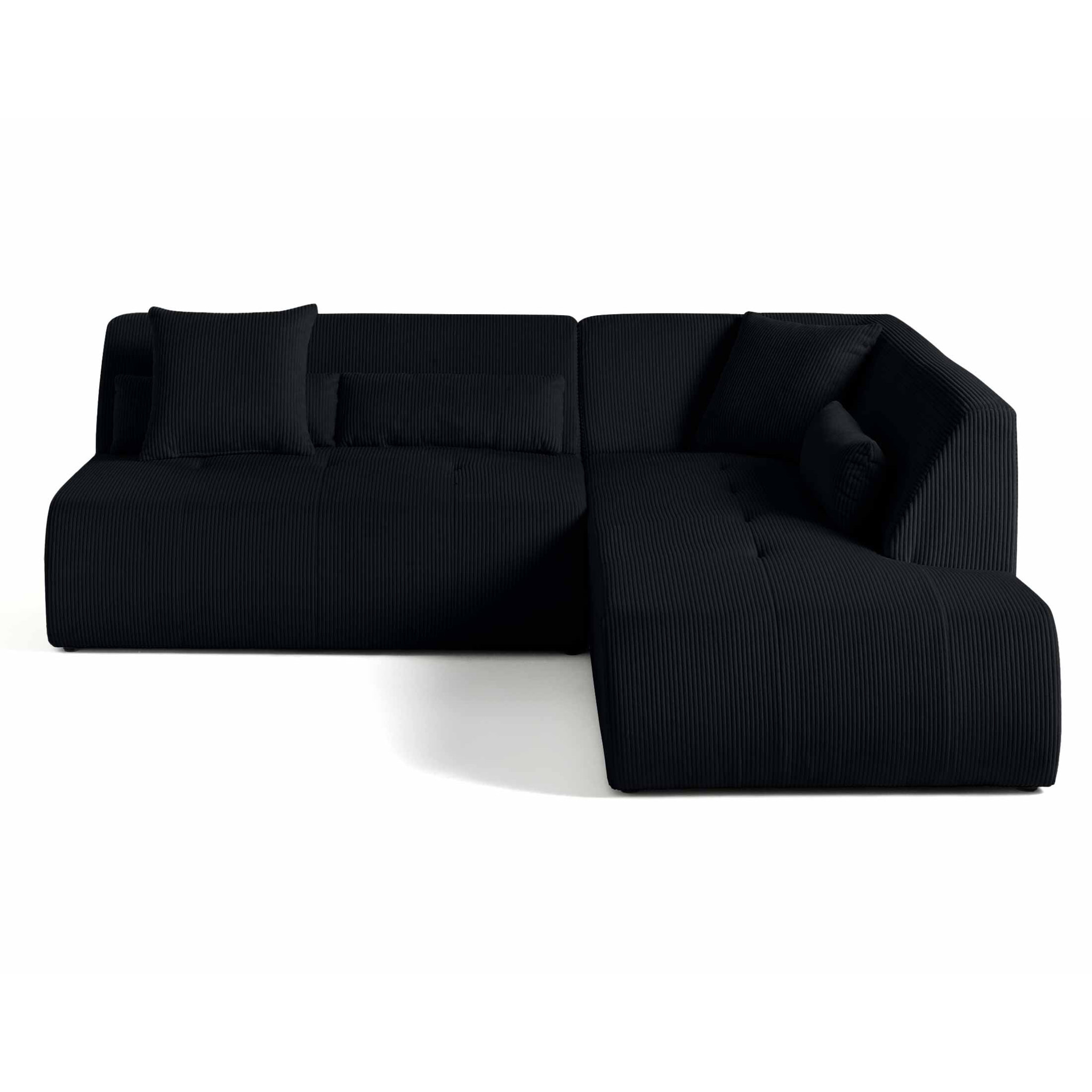 Onyx - canapé modulable d'angle droit - 5 places - en velours côtelé - Noir