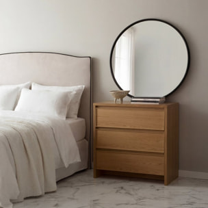 Commode Nairobi -panneau en tôle naturelle et panneau stratifié technique-couleur chêne naturel 80 x 80 x 45 cm