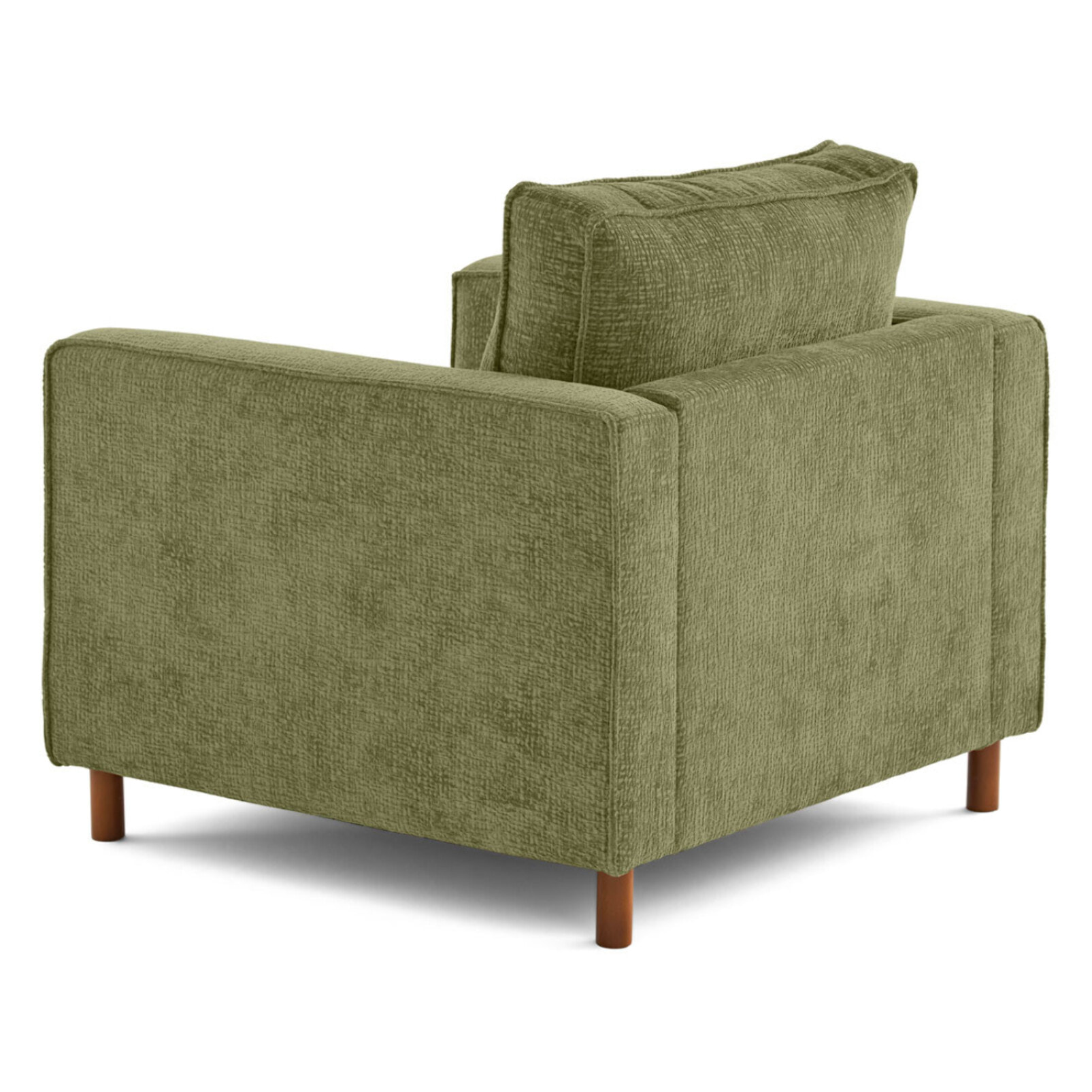 Jake - fauteuil en tissu velours relief - pieds en bois foncé - Vert