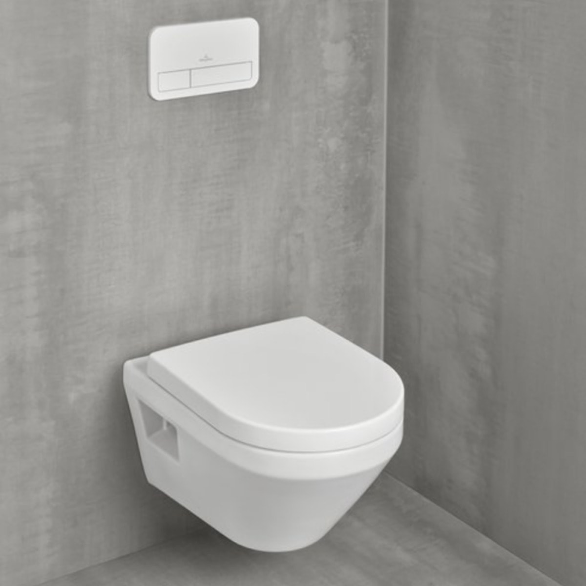 Pack WC suspendu sans bride Villeroy & Boch Architectura Twistflush [e³] rond + bâti-support sol et mur + plaque blanc