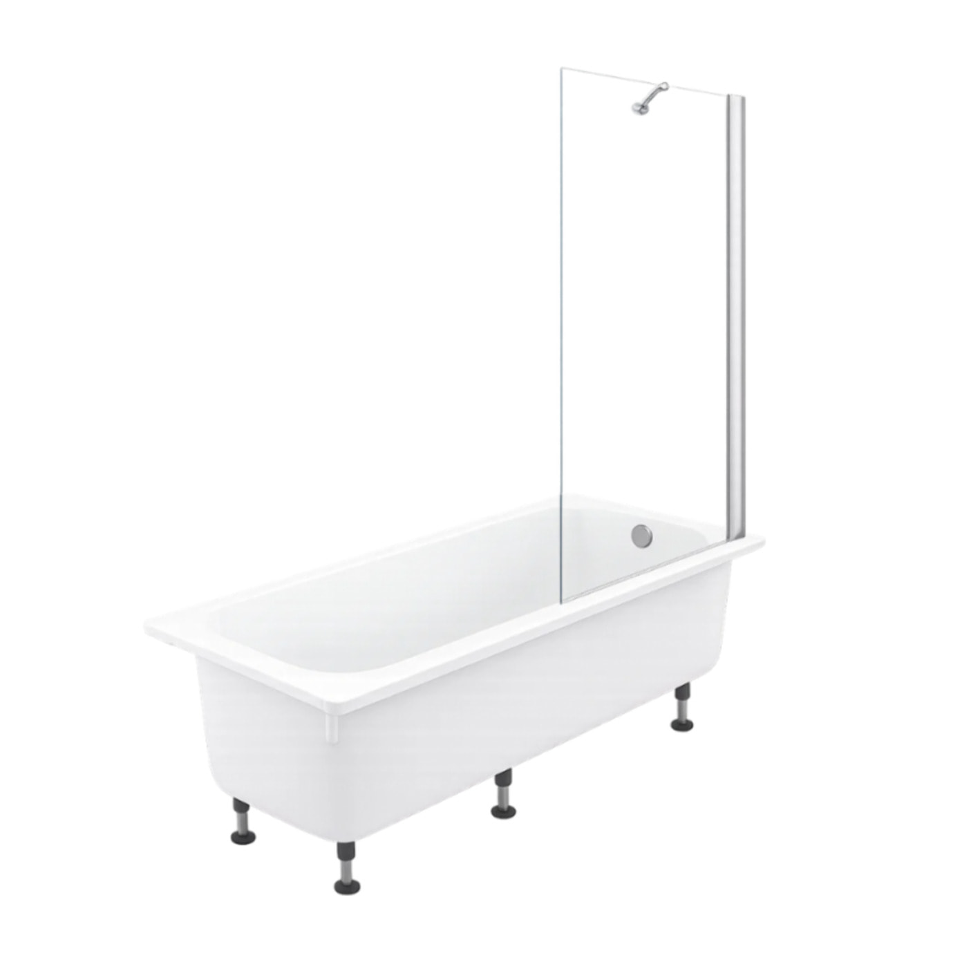 Pack baignoire droite 170 X 75 Brive + pare bain avec vidage chromé