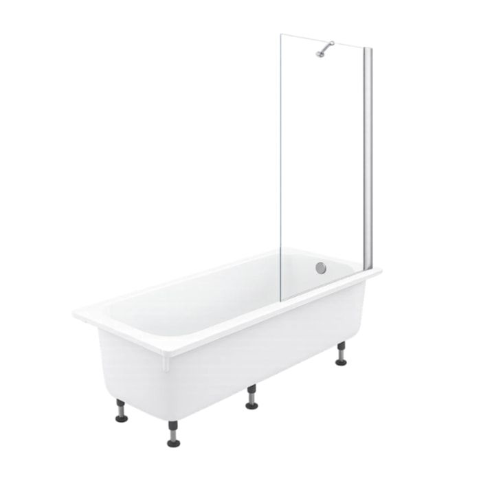 Pack baignoire droite 170 X 75 Brive + pare bain avec vidage chromé