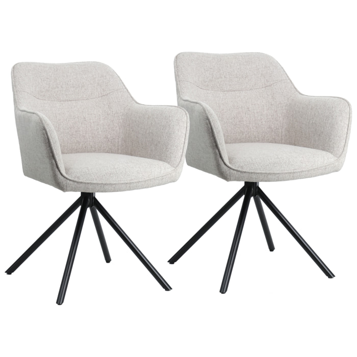 Lot de 2 chaises en tissu gris DANNA