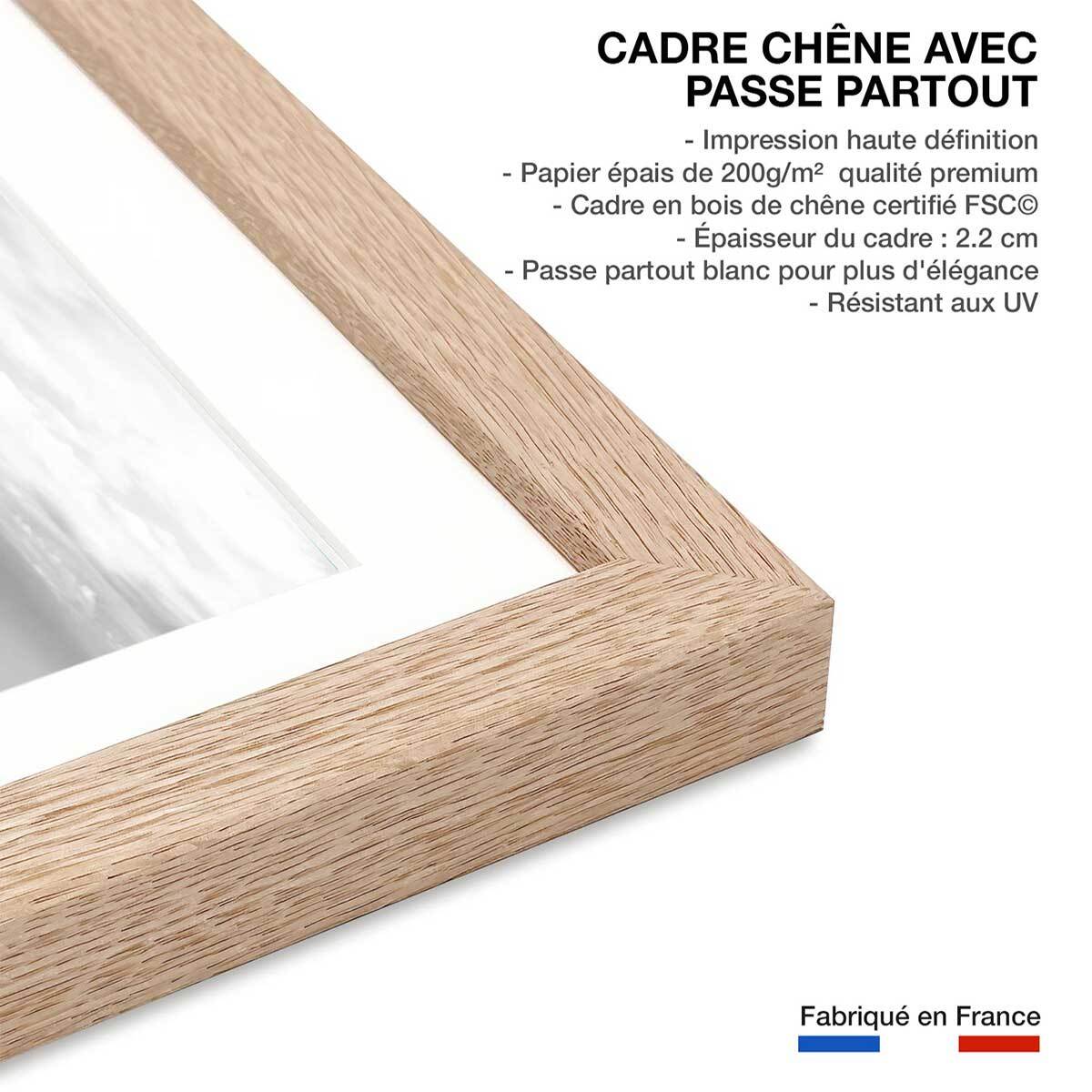Poster dunes Affiche + cadre en bois - Chêne