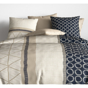 Parure housse de couette coton beige