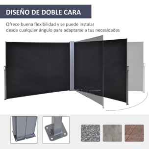 Toldo Lateral Retráctil 600x160 cm Pantalla Extensible Protección UV 50+ Gris