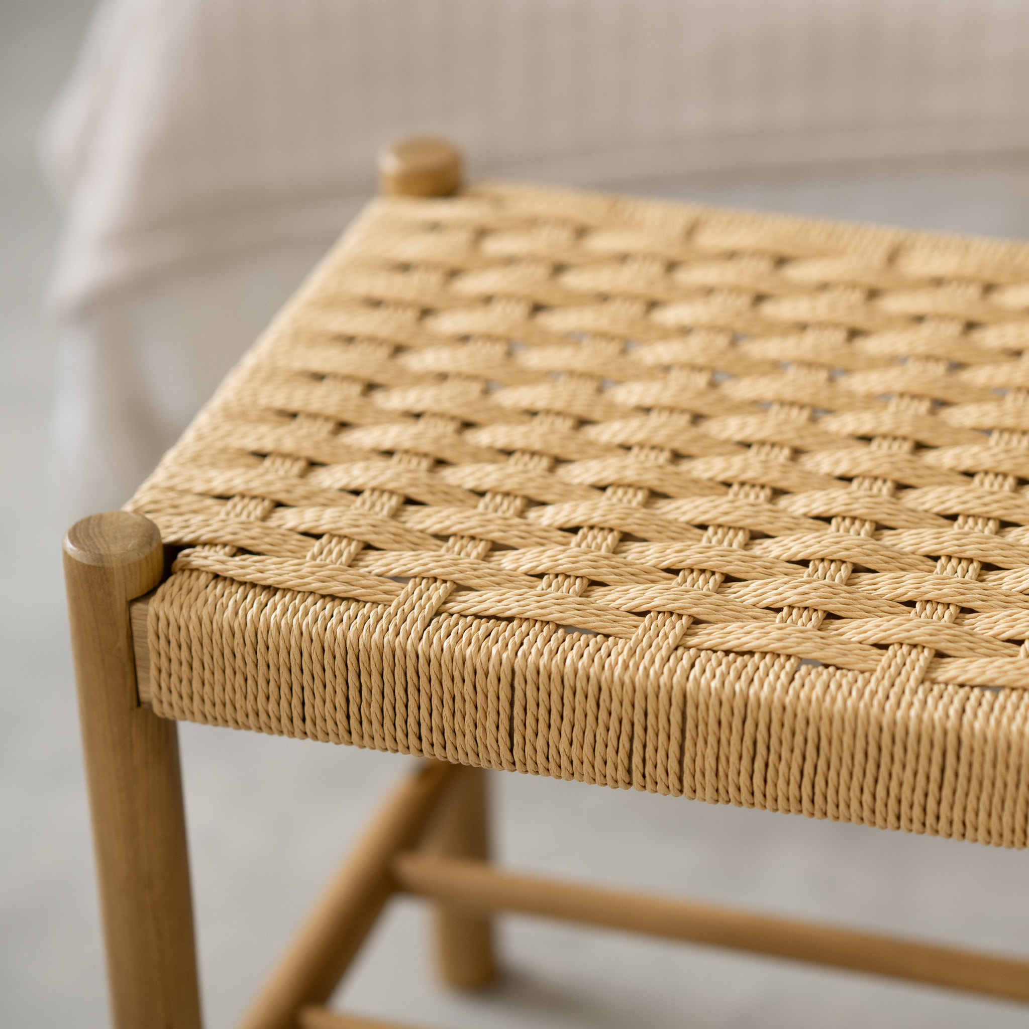 Banc 2 places en bois de chêne massif avec tressage - Kepler