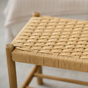 Banc 2 places en bois de chêne massif avec tressage - Kepler
