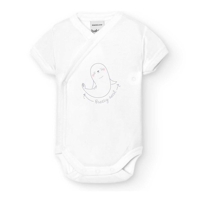 Body M/C Cruzado Estampado 1X1 Blanco Talla 0